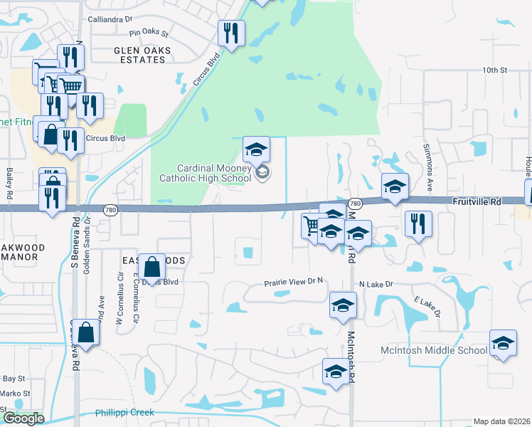 map of restaurants, bars, coffee shops, grocery stores, and more near in Sarasota