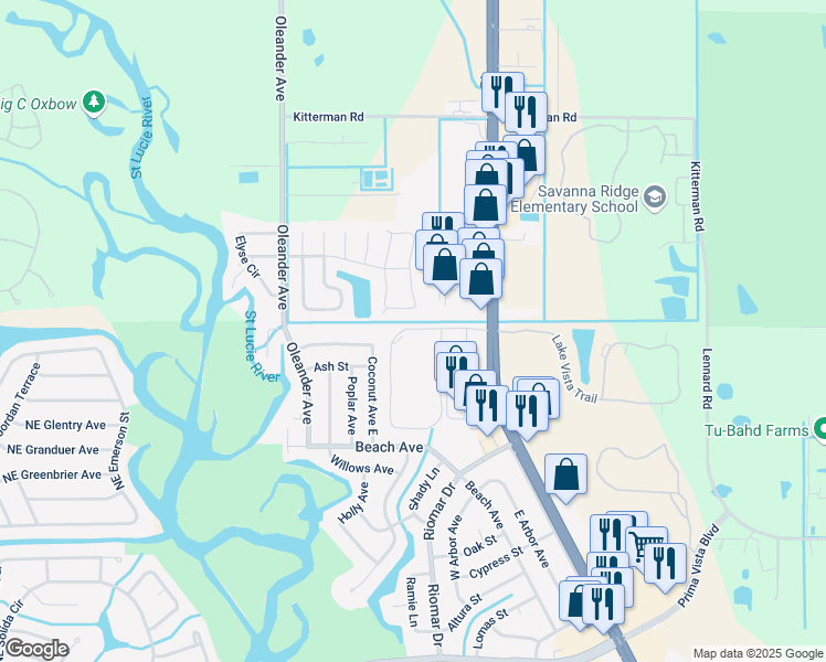 map of restaurants, bars, coffee shops, grocery stores, and more near 358 Brazilian Circle in Port St. Lucie