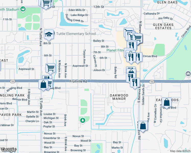 map of restaurants, bars, coffee shops, grocery stores, and more near in Sarasota