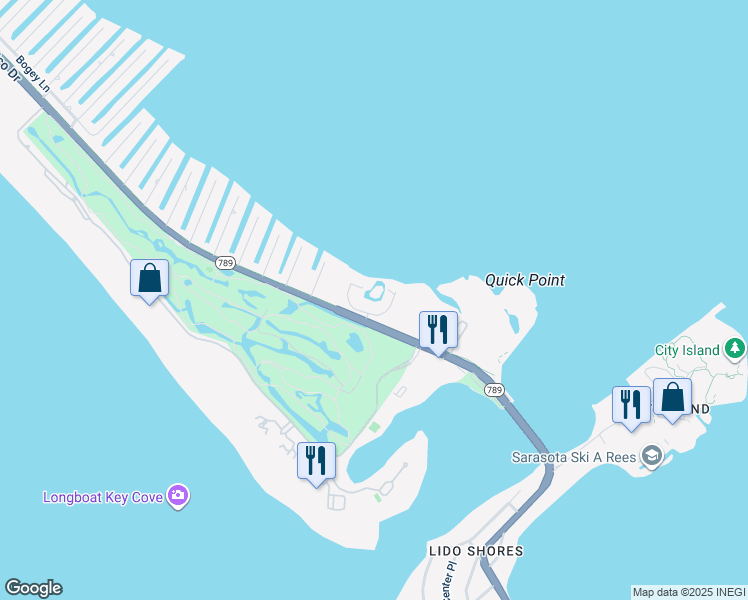 map of restaurants, bars, coffee shops, grocery stores, and more near 348-350 Gulf of Mexico Drive in Longboat Key