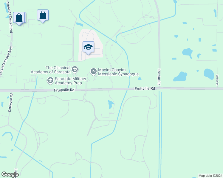 map of restaurants, bars, coffee shops, grocery stores, and more near 9105 Fruitville Rd in Sarasota