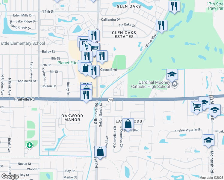 map of restaurants, bars, coffee shops, grocery stores, and more near 245 Amherst Avenue in Sarasota