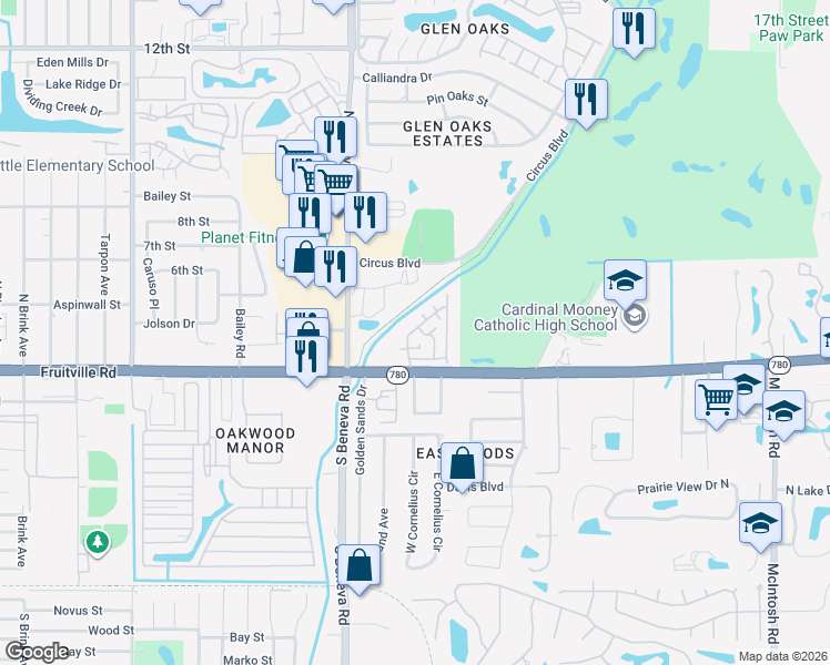 map of restaurants, bars, coffee shops, grocery stores, and more near 245 Amherst Avenue in Sarasota