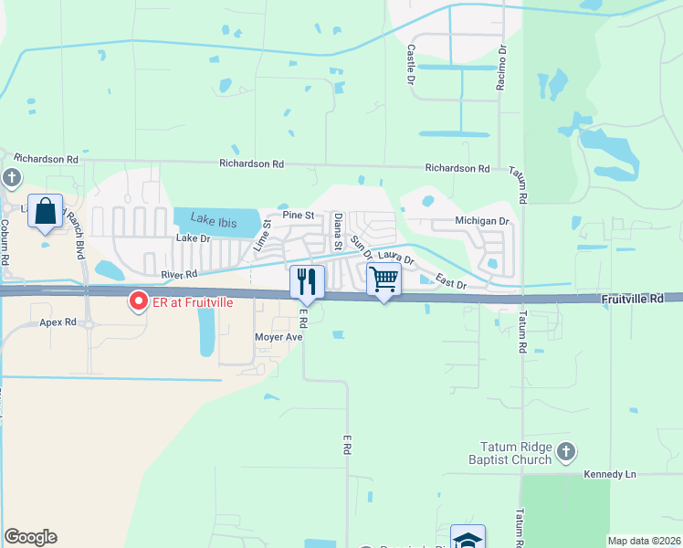 map of restaurants, bars, coffee shops, grocery stores, and more near Orange Blossom in Sarasota