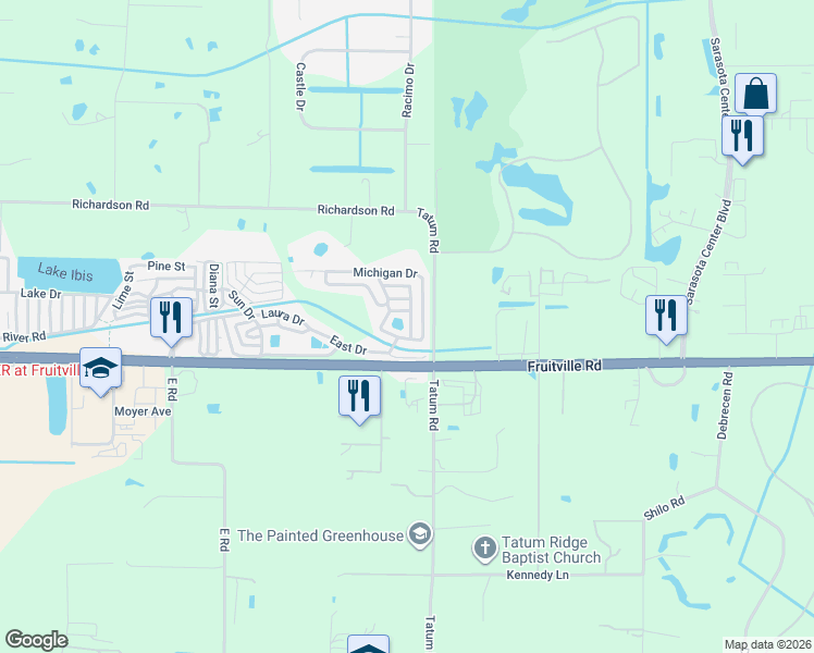 map of restaurants, bars, coffee shops, grocery stores, and more near in Sarasota