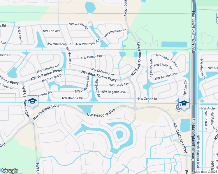 map of restaurants, bars, coffee shops, grocery stores, and more near 5837 Northwest Bates Avenue in Port St. Lucie