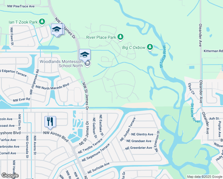 map of restaurants, bars, coffee shops, grocery stores, and more near 420 Northeast Deep Water Cove in Port St. Lucie