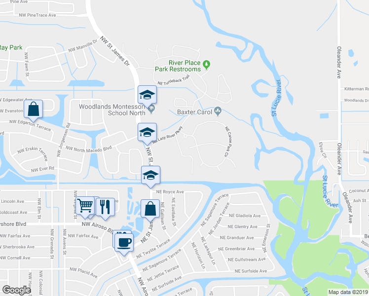 map of restaurants, bars, coffee shops, grocery stores, and more near 420 Northeast Deep Water Cove in Port St. Lucie