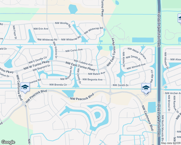 map of restaurants, bars, coffee shops, grocery stores, and more near 5837 Northwest Bates Avenue in Port St. Lucie