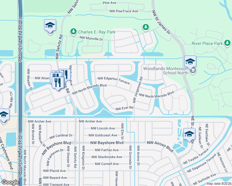 map of restaurants, bars, coffee shops, grocery stores, and more near 5110 Northwest Erskin Terrace in Port St. Lucie