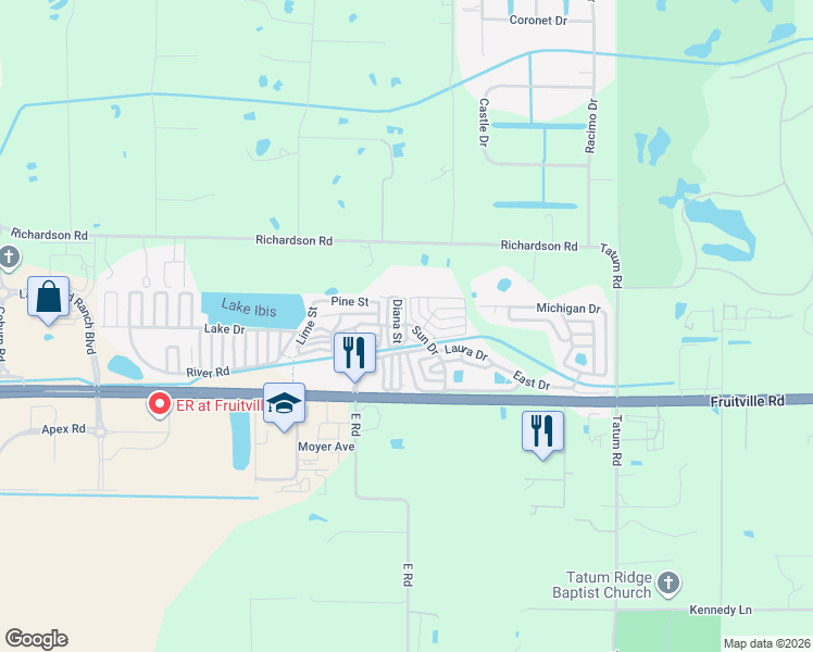 map of restaurants, bars, coffee shops, grocery stores, and more near Rick Street in Sarasota County