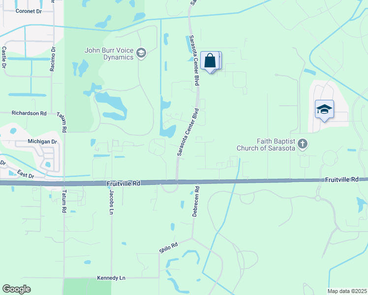 map of restaurants, bars, coffee shops, grocery stores, and more near 63 Sarasota Center Boulevard in Sarasota