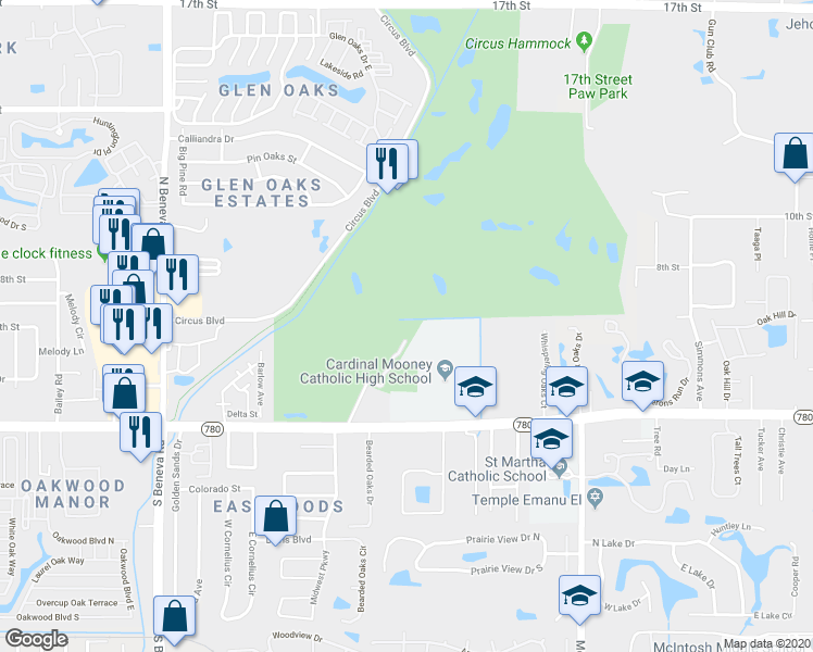map of restaurants, bars, coffee shops, grocery stores, and more near 353 Bobby Jones Road in Sarasota