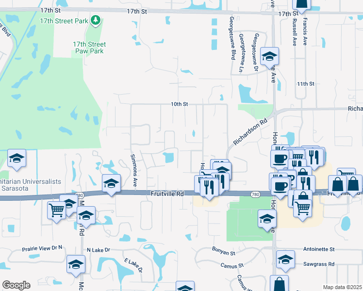 map of restaurants, bars, coffee shops, grocery stores, and more near 4867 Wild Dove Lane in Sarasota
