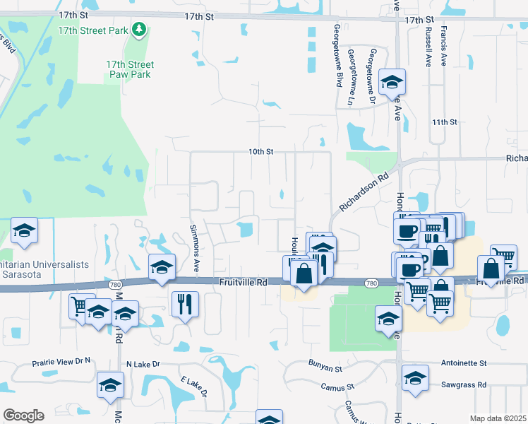 map of restaurants, bars, coffee shops, grocery stores, and more near 4867 Wild Dove Lane in Sarasota