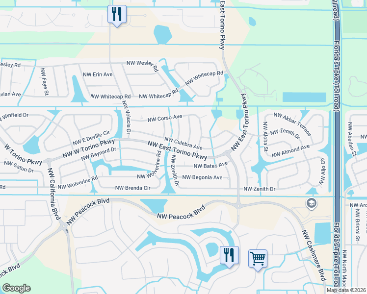 map of restaurants, bars, coffee shops, grocery stores, and more near 5920 Northwest Culebra Avenue in Port St. Lucie