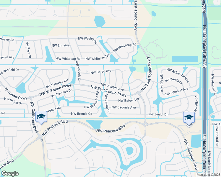 map of restaurants, bars, coffee shops, grocery stores, and more near 5920 Northwest Culebra Avenue in Port St. Lucie