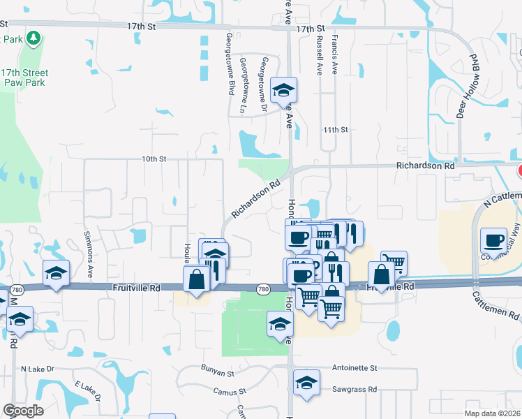 map of restaurants, bars, coffee shops, grocery stores, and more near 5211 Cedar Hammock Drive in Sarasota
