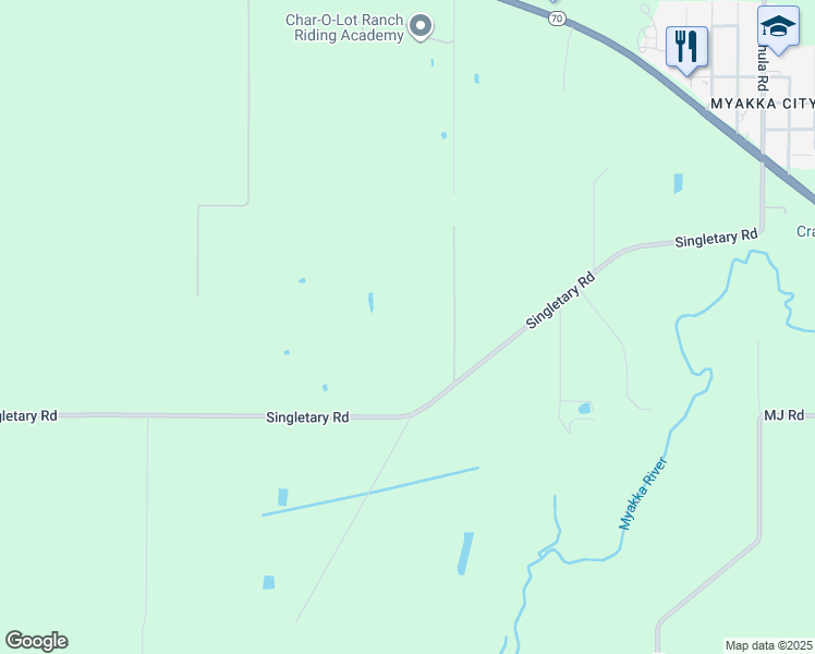 map of restaurants, bars, coffee shops, grocery stores, and more near 35851 Singletary Road in Myakka City