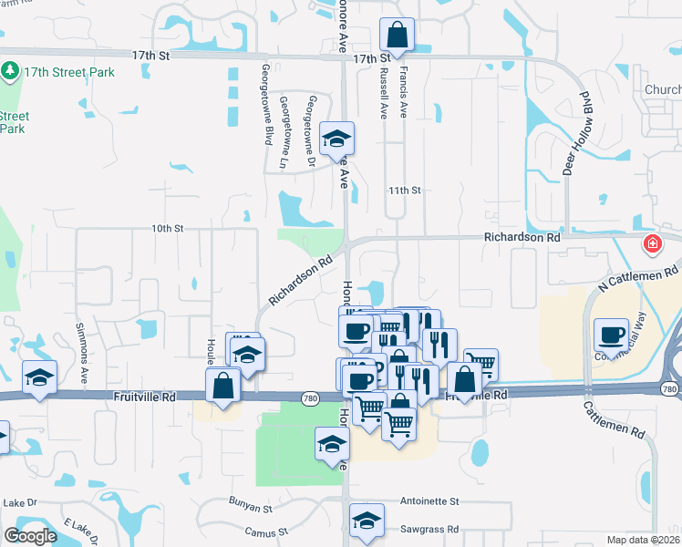 map of restaurants, bars, coffee shops, grocery stores, and more near 5277 Cedar Hammock Court in Sarasota