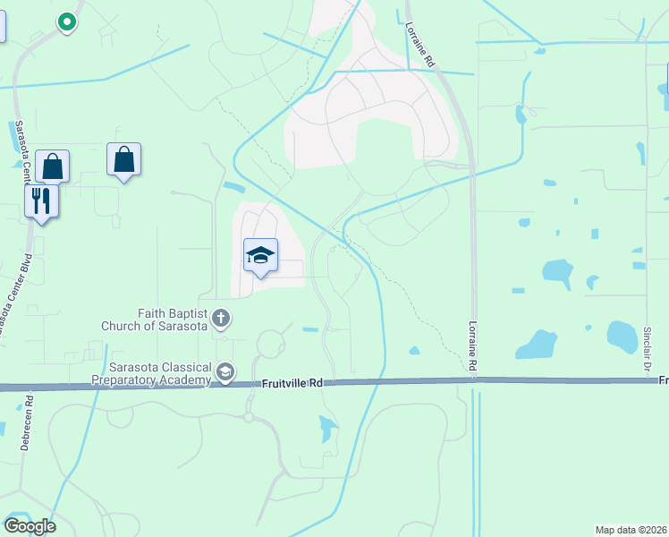 map of restaurants, bars, coffee shops, grocery stores, and more near 9305 Fruitville Road in Sarasota