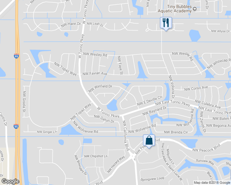 map of restaurants, bars, coffee shops, grocery stores, and more near 6139 Northwest Drophy Avenue in Port Saint Lucie