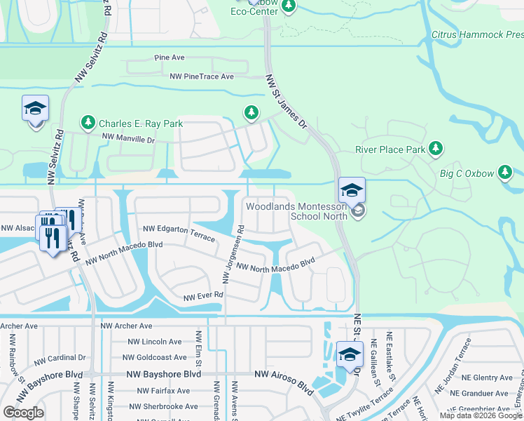 map of restaurants, bars, coffee shops, grocery stores, and more near 4626 Northwest Gastonia Street in Port St. Lucie