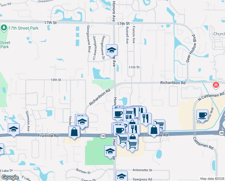 map of restaurants, bars, coffee shops, grocery stores, and more near 5277 Cedar Hammock Court in Sarasota