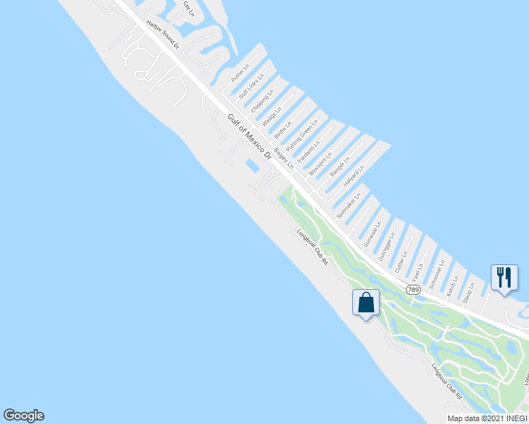 map of restaurants, bars, coffee shops, grocery stores, and more near 1050 Longboat Club Road in Longboat Key