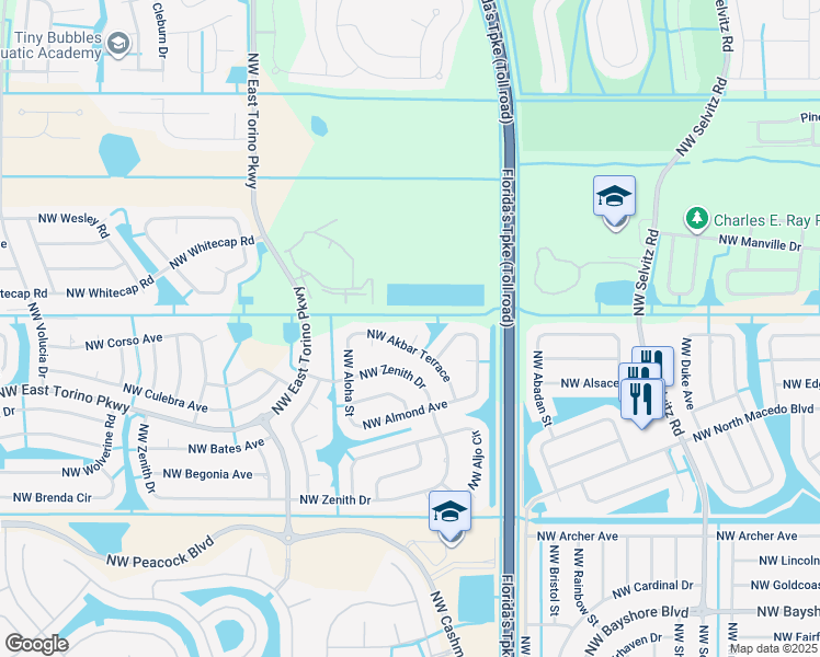 map of restaurants, bars, coffee shops, grocery stores, and more near 5340 Arno Court in Port St. Lucie