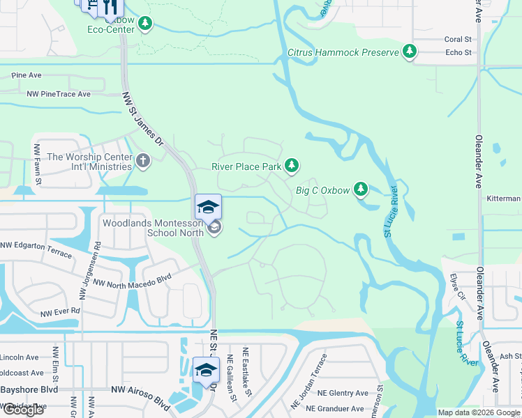 map of restaurants, bars, coffee shops, grocery stores, and more near 749 Northeast Turtleback Trail in Port St. Lucie