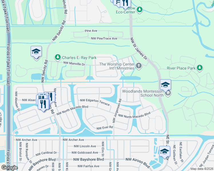 map of restaurants, bars, coffee shops, grocery stores, and more near 4950 Northwest Foxworth Avenue in Port St. Lucie