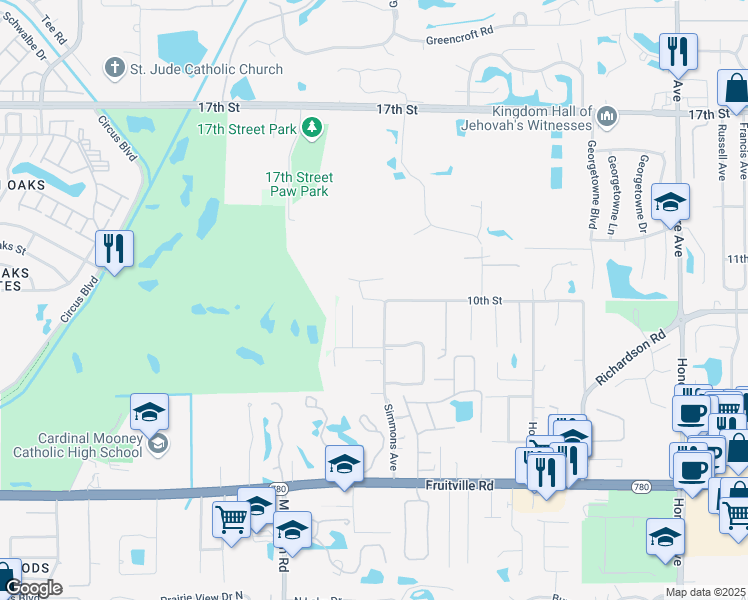 map of restaurants, bars, coffee shops, grocery stores, and more near 4554 Basket Oak Lane in Sarasota