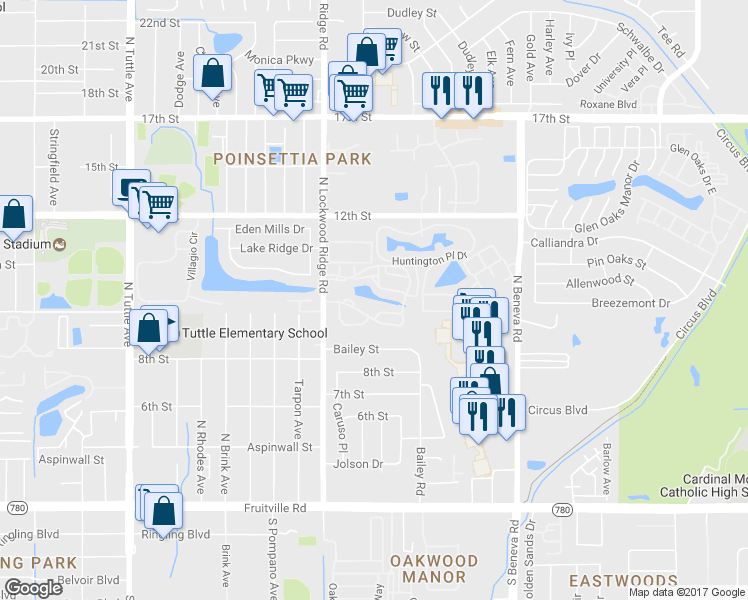 map of restaurants, bars, coffee shops, grocery stores, and more near 3339 Ramblewood Way in Sarasota