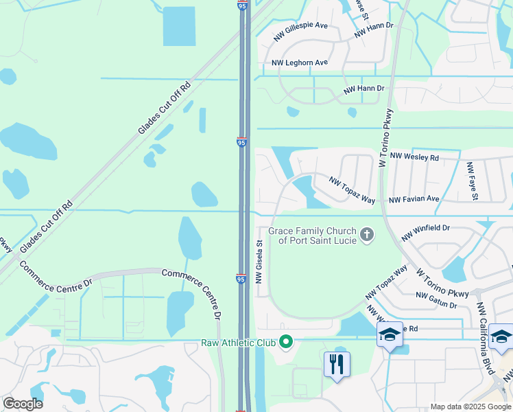 map of restaurants, bars, coffee shops, grocery stores, and more near 6510 Hagberg Avenue in Port St. Lucie