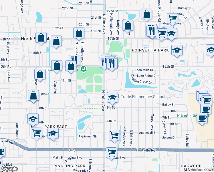 map of restaurants, bars, coffee shops, grocery stores, and more near 1110 Villagio Circle in Sarasota