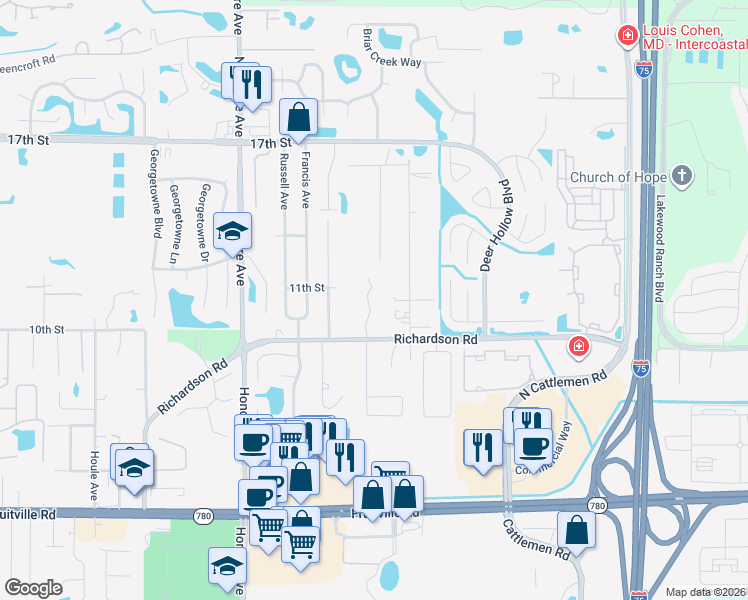 map of restaurants, bars, coffee shops, grocery stores, and more near 1060 Greystone Lane in Sarasota
