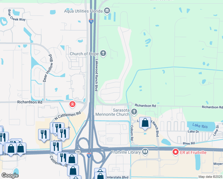 map of restaurants, bars, coffee shops, grocery stores, and more near 2707 Midnight Pearl Drive in Sarasota