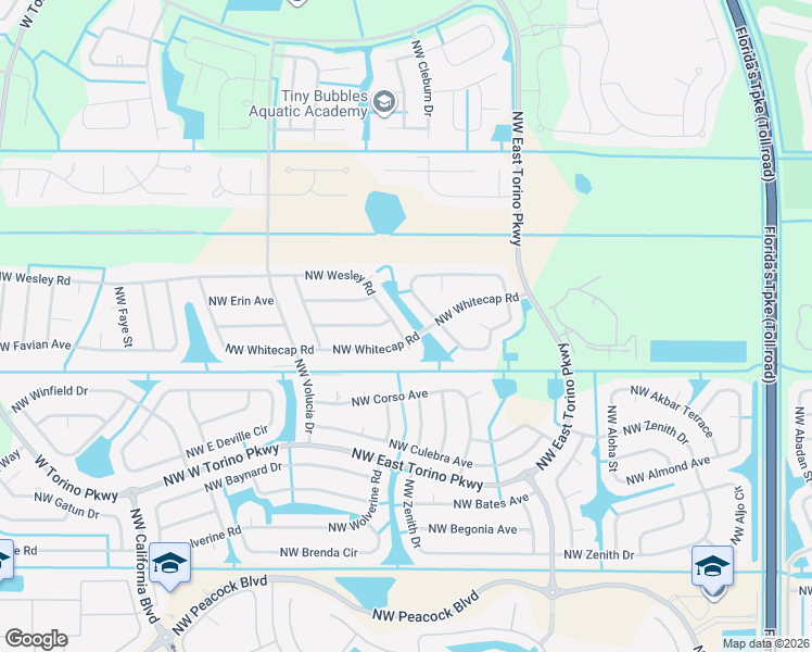 map of restaurants, bars, coffee shops, grocery stores, and more near 5547 Northwest Whitecap Road in Port St. Lucie
