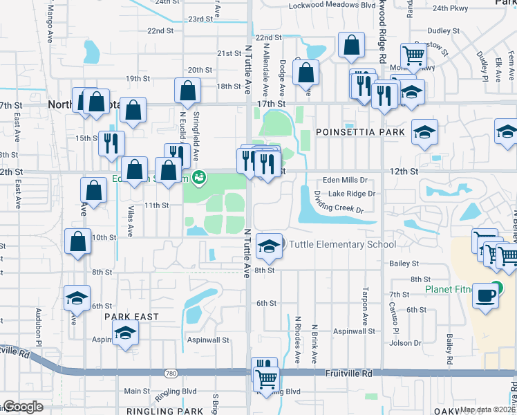 map of restaurants, bars, coffee shops, grocery stores, and more near 1110 Villagio Circle in Sarasota
