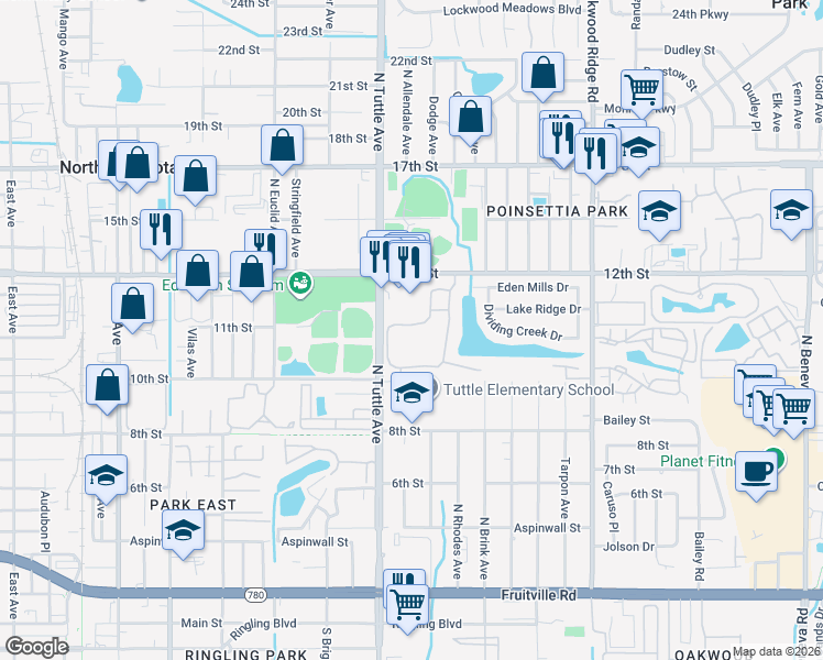 map of restaurants, bars, coffee shops, grocery stores, and more near 1110 Villagio Circle in Sarasota