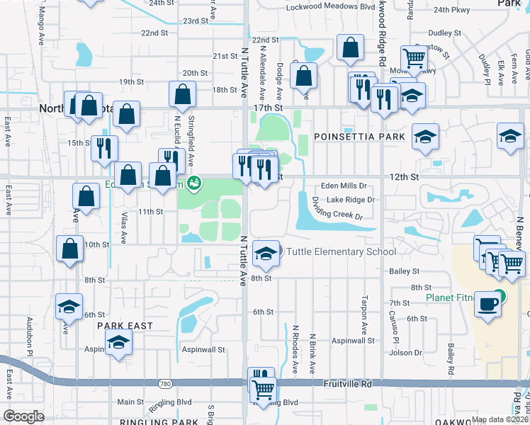 map of restaurants, bars, coffee shops, grocery stores, and more near 1110 Villagio Circle in Sarasota