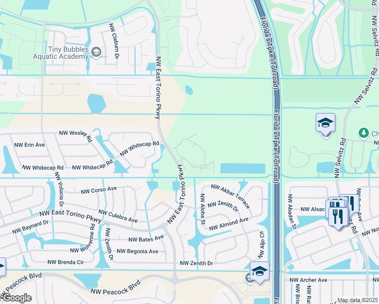 map of restaurants, bars, coffee shops, grocery stores, and more near 5502 Northwest East Torino Parkway in Port St. Lucie