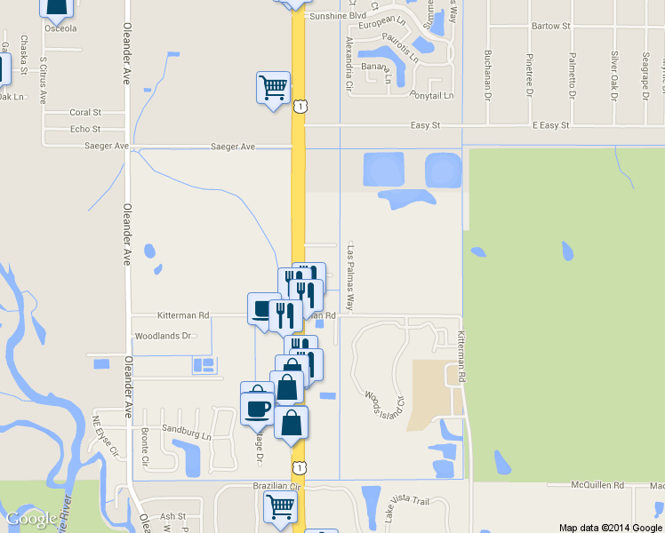 map of restaurants, bars, coffee shops, grocery stores, and more near 356 Goforth Rd in Port St Lucie