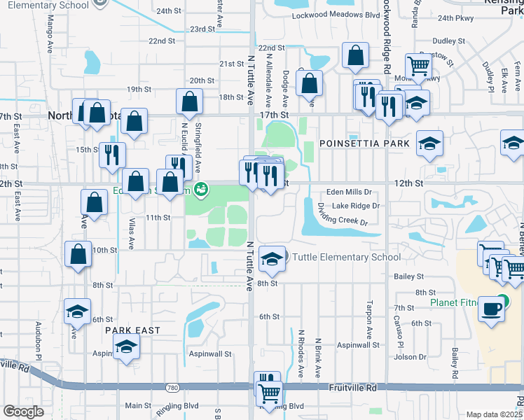 map of restaurants, bars, coffee shops, grocery stores, and more near 1110 Villagio Circle in Sarasota