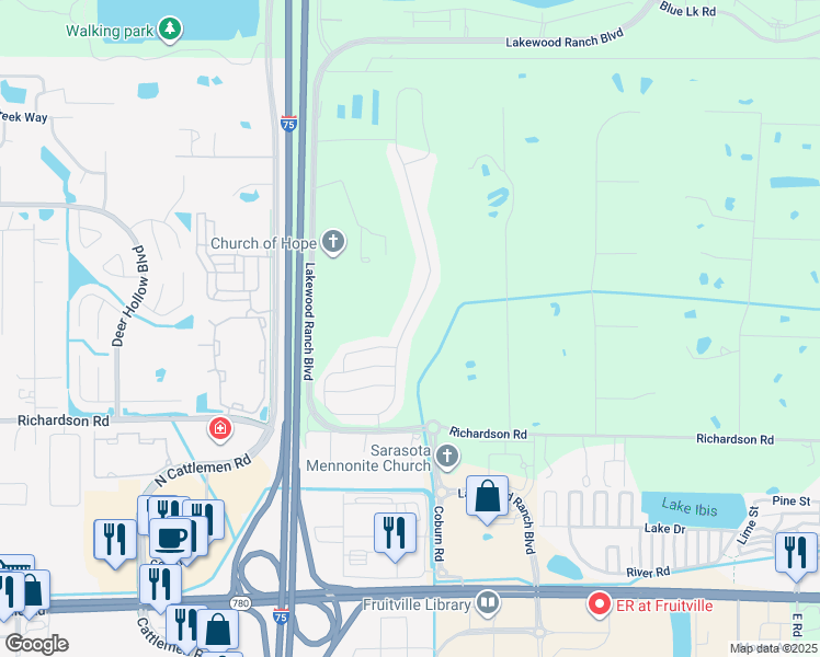 map of restaurants, bars, coffee shops, grocery stores, and more near 2339 Midnight Pearl Drive in Sarasota