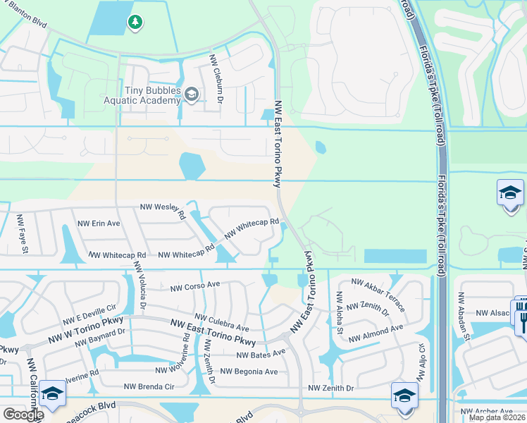 map of restaurants, bars, coffee shops, grocery stores, and more near 5506 Northwest North Crisona Circle in Port St. Lucie