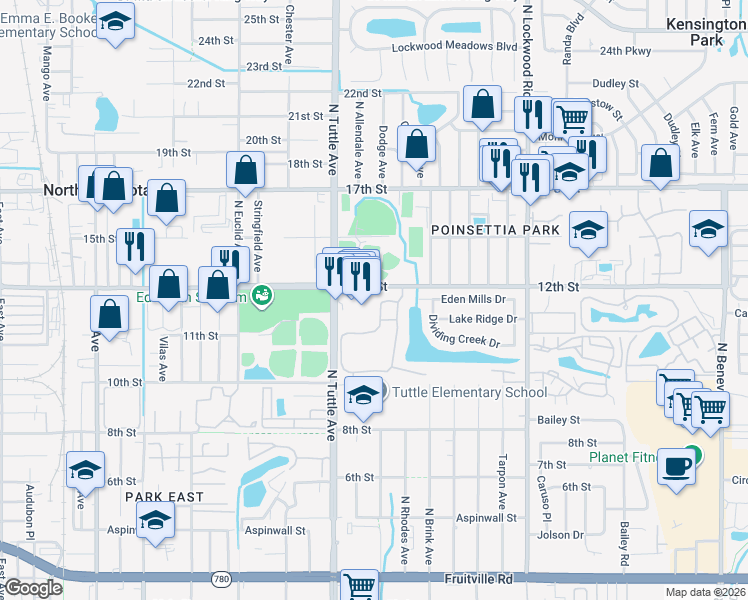 map of restaurants, bars, coffee shops, grocery stores, and more near 1185 Villagio Circle in Sarasota