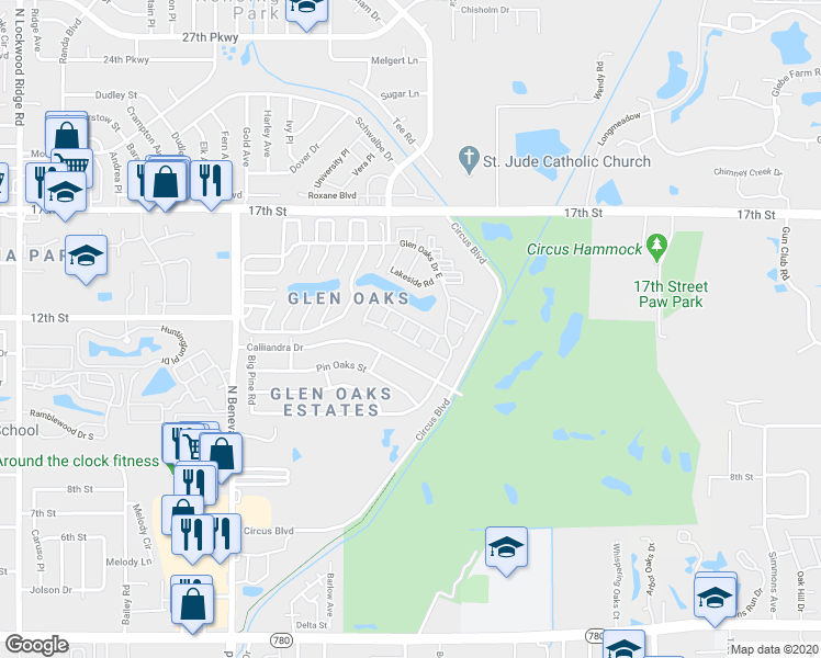 map of restaurants, bars, coffee shops, grocery stores, and more near 3928 Ashwood Lane in Sarasota