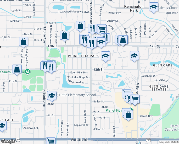 map of restaurants, bars, coffee shops, grocery stores, and more near 1184 Tarpon Avenue in Sarasota